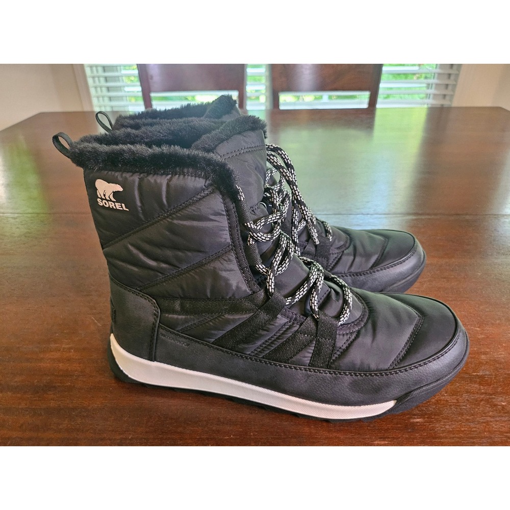 Sorel Whitney II Flurry Snow Boots Womens 12 Black Waterproof Insulated Fur
